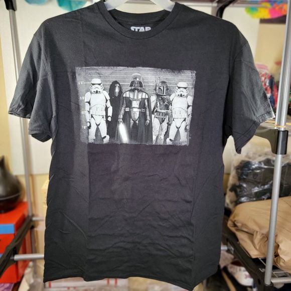 Star Wars Dark Side Line Up Graphic Tee Black Short Sleeve - Size Large - Picture 2 of 4